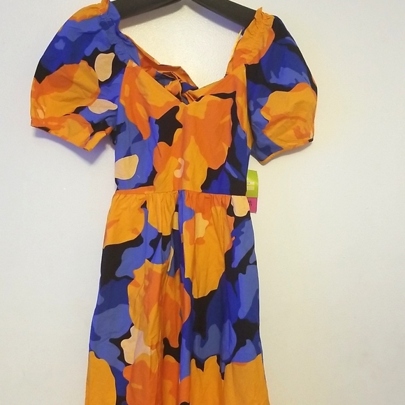 New Tabitha Brown x Target Vibrant Print Dress Open Tie Back Cotton - Picture 3 of 10